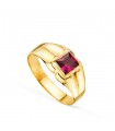 Anello chevalier Kaizen Oro 18Kt pietra rossa