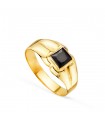 Anello chevalier Kaizen Oro 18Kt pietra nera