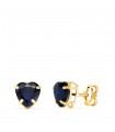 Boucles d'oreilles coeur bleu Or 18K 6mm