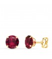 Boucles d'oreilles zircone rouge Or 18K 6mm