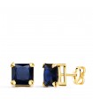 Boucles d'oreilles carré bleu Or 18K 6mm