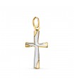 Pendentif Croix godronné 18K bicolore 21mm