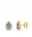 Pendientes Haya Oro 18K Gota azul