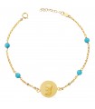 Bracelet médaille Vierge or 18K turquoise