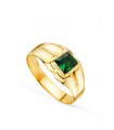 Anello chevalier Kaizen Oro 18Kt pietra verde