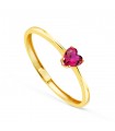 Anillo Dafne Corazón rojo Oro amarillo 18 K