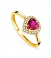 Anillo Dafne Corazón rojo pavé oro 18Kt