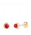 Clous d'oreilles boule corail Anabela 5 mm 18 kt