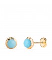 Clous d'oreilles boule turquoise Anabela 6 mm 18 kt