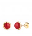 Clous d'oreilles boule corail Anabela 7 mm 18 kt