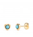 Clous d'oreilles 18K Fiona cœur turquoise 5mm