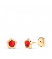 Clous d'oreilles 18K Fiona fleur corail 5mm