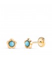 Clous d'oreilles 18K Fiona fleur turquoise 5mm