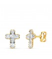 Boucles d'oreilles 18K Croix zircones 8,5mm