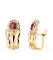 Boucles d'oreilles anciennes Or Jaune 18K Rubis