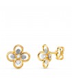 Pendientes Jackie flor Oro Bicolor 18K