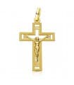 Croce satinata con Cristo lucido 18 Kt 25mm