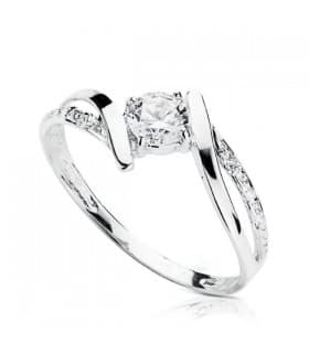 Solitario Davinze Anillo de compromiso boda mujer oro blanco 18 kilates