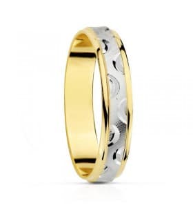 ALIANZA BICOLOR ONDAS. oro 18 kilates anillo de boda joyeria online grabado