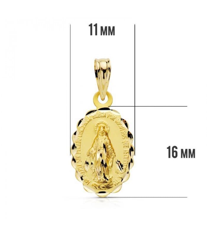 Medalla Virgen Milagrosa 18 Ktes 16mm