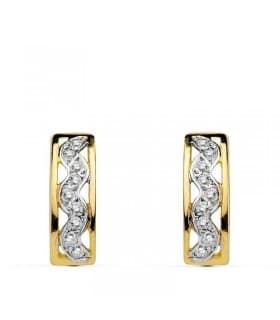 Pendientes oro bicolor Rosario 18 Ktes