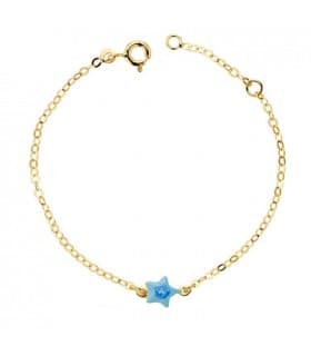 Pulsera bebé oro 18 ktes estrella azul