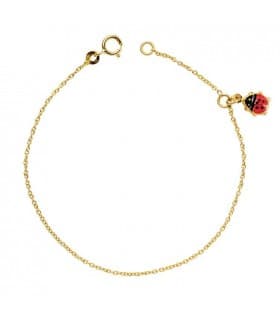 Pulsera bebé oro 18 ktes mariquita