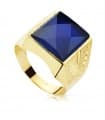 Anello chevalier uomo Ezra oro 18kt Spinello blu