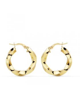 Pendientes aros Twisted oro amarillo 18 kilates 22 mm