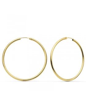 Pendientes aros Tubo oro amarillo 18 kilates 43 mm