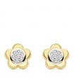 Boucles d'oreilles femme or bicolore 18 carats Mayte Fleurs