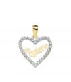 Ciondolo Love "Te quiero" oro bicolore 18kt zirconi