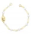 Bracciale in oro 18kt 16 cm Perle e Medaglia Madonnina