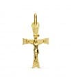 Croce piatta Cristo oro 18kt 22 mm a lastra