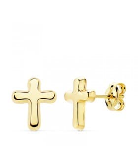 Pendientes Cruz Oro Amarillo 18 K 9 MM