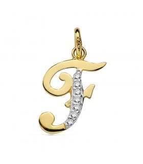 Pendentif Initiale F Or Jaune 18 K 16 mm