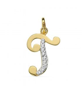 Pendentif Initiale T Or Jaune 18 K 18mm