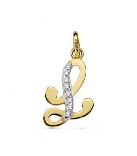 Pendentif Initiale L Or Jaune 18 K 17 mm