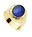 Anello chevalier uomo Valentino oro 18kt Spinello blu