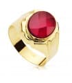 Anello chevalier uomo Valentino oro 18kt spinello rosso