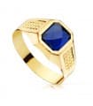 Anello chevalier Liam Oro giallo 18kt Pietra blu