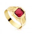 Anello chevalier Liam Oro giallo 18kt Pietra rossa