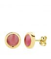 Orecchini oro giallo 18Kt Lilo pietra rosa