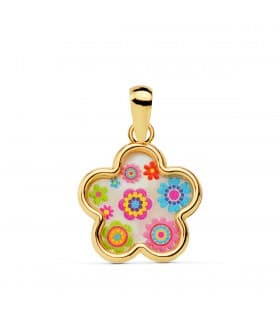 Colgante Niña Aloha Oro 18K Flor 13mm juego joyeria infantil