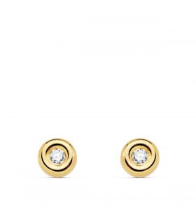 Pendientes chaton dormilona Delicia Diamantes 0.070 Qtes. Oro Amarillo 18K boda novia regalo joyas mujer