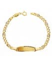 Bracciale targhetta Bambini oro 750 Maglia 3x1 zirconi