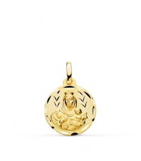 Medalla Virgen del Carmen tallada 16mm colgante oro grabado personalizado joya comunión