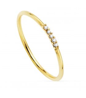 Anillo Skinny Oro Amarillo 18K Diamantes 0.025 Qts.